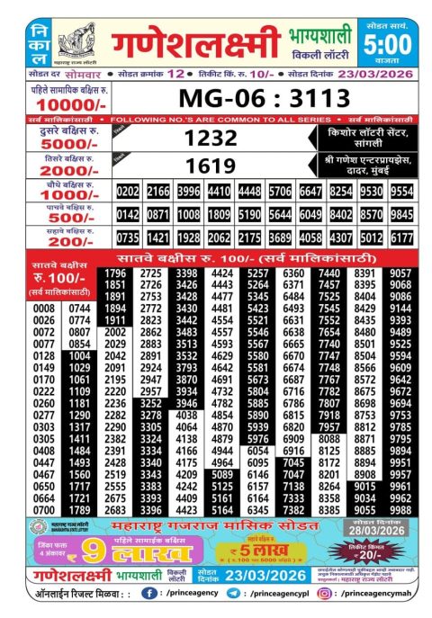Everest Result Today Dear Lottery Chart