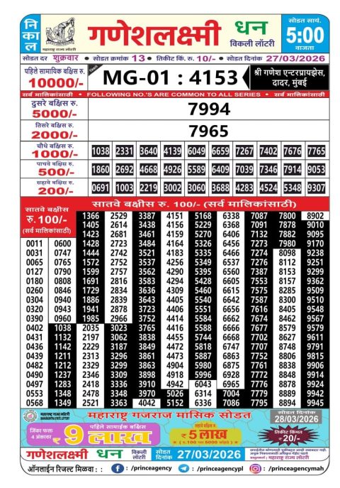 Everest Result Today Dear Lottery Chart