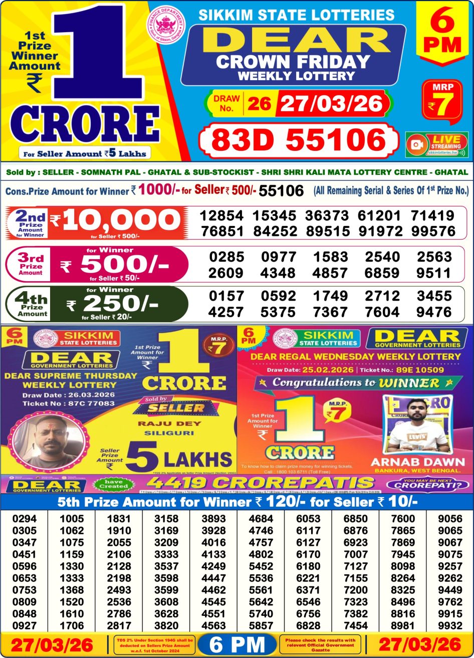 Everest Result Today Dear Lottery Chart