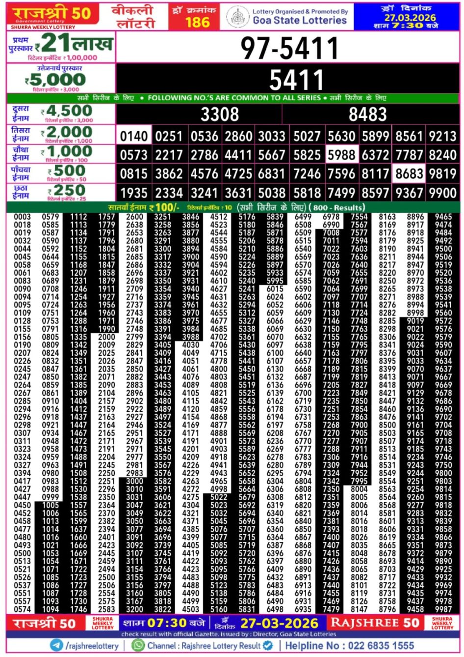Everest Result Today Dear Lottery Chart