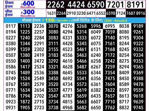 Everest Result Today Dear Lottery Chart