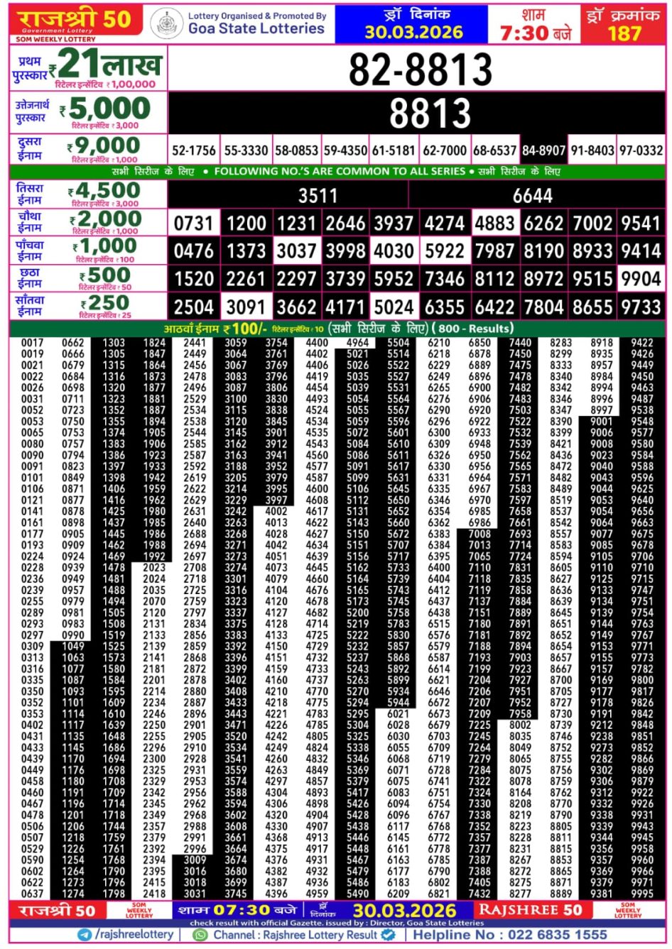 Everest Result Today Dear Lottery Chart