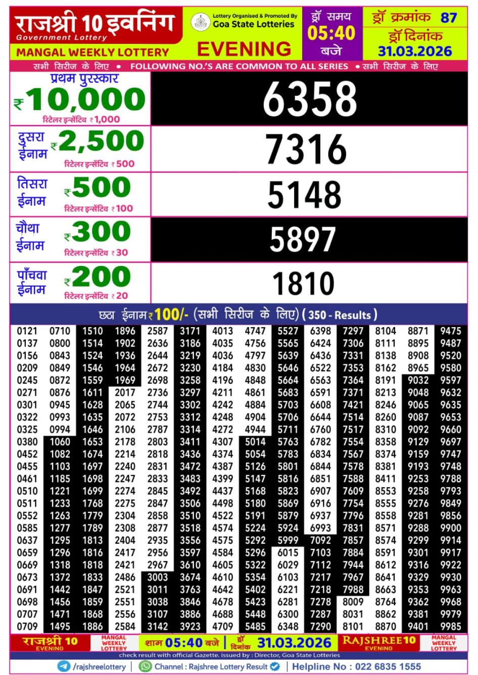 Everest Result Today Dear Lottery Chart
