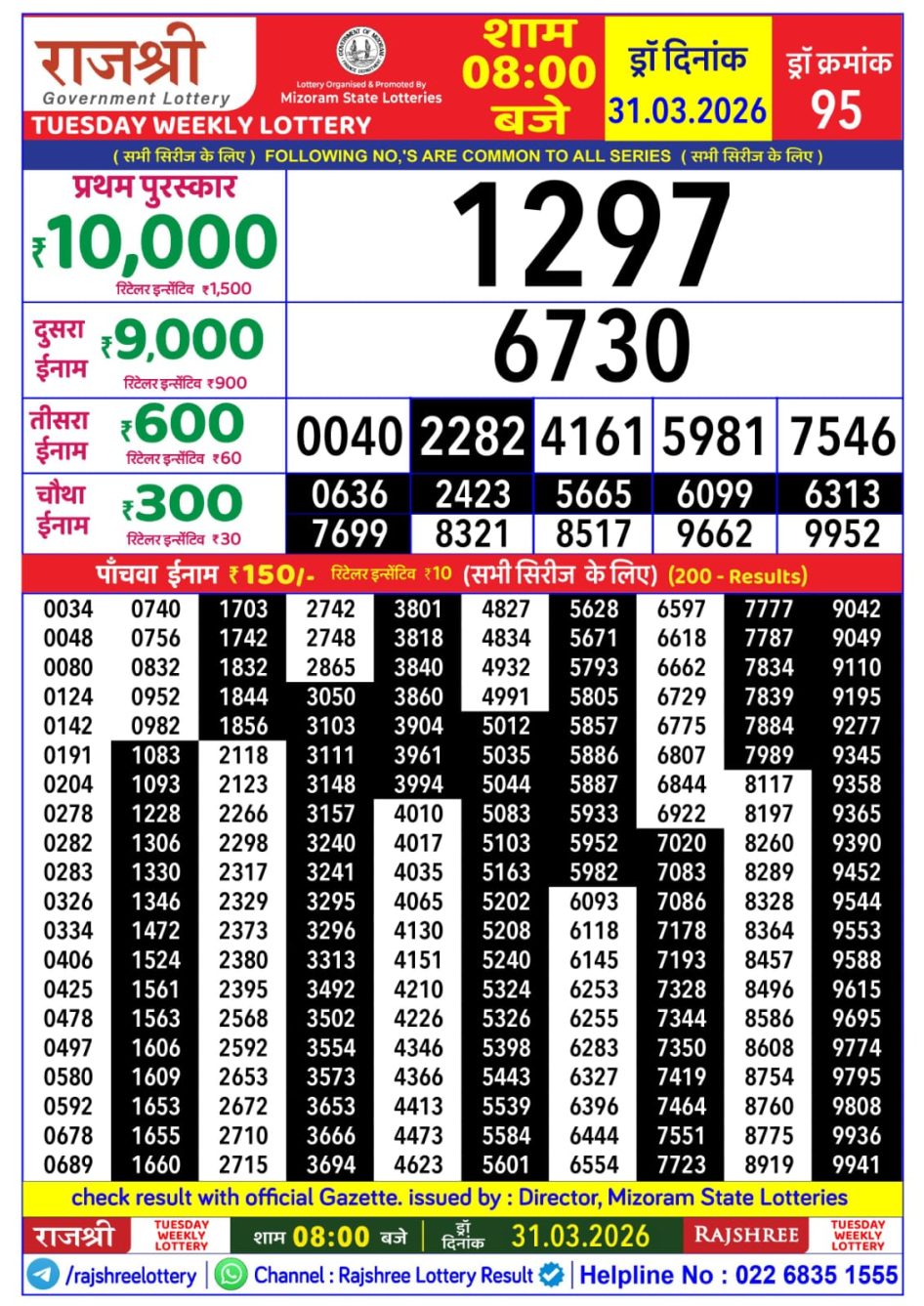 Everest Result Today Dear Lottery Chart