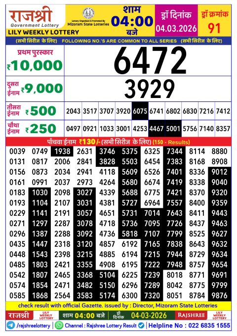 Everest Result Today Dear Lottery Chart