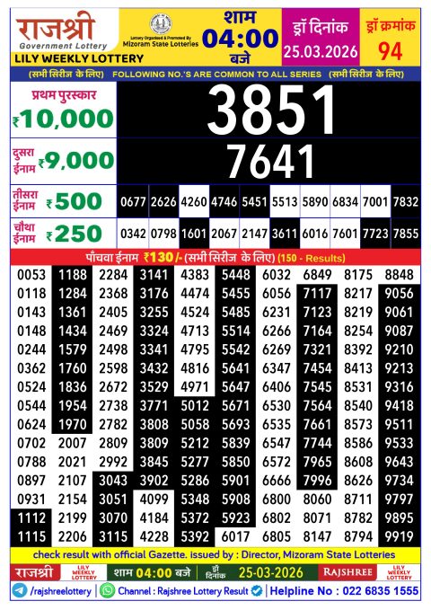 Everest Result Today Dear Lottery Chart
