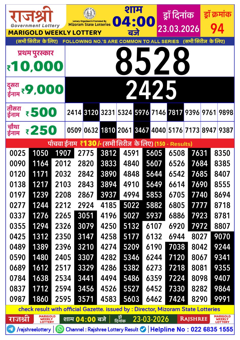 Everest Result Today Dear Lottery Chart