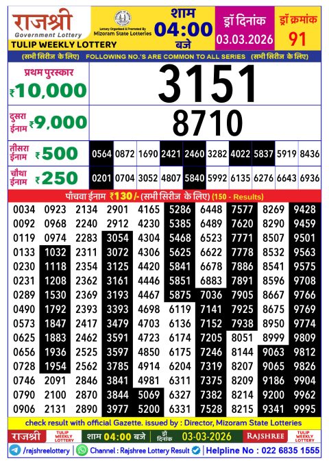 Everest Result Today Dear Lottery Chart