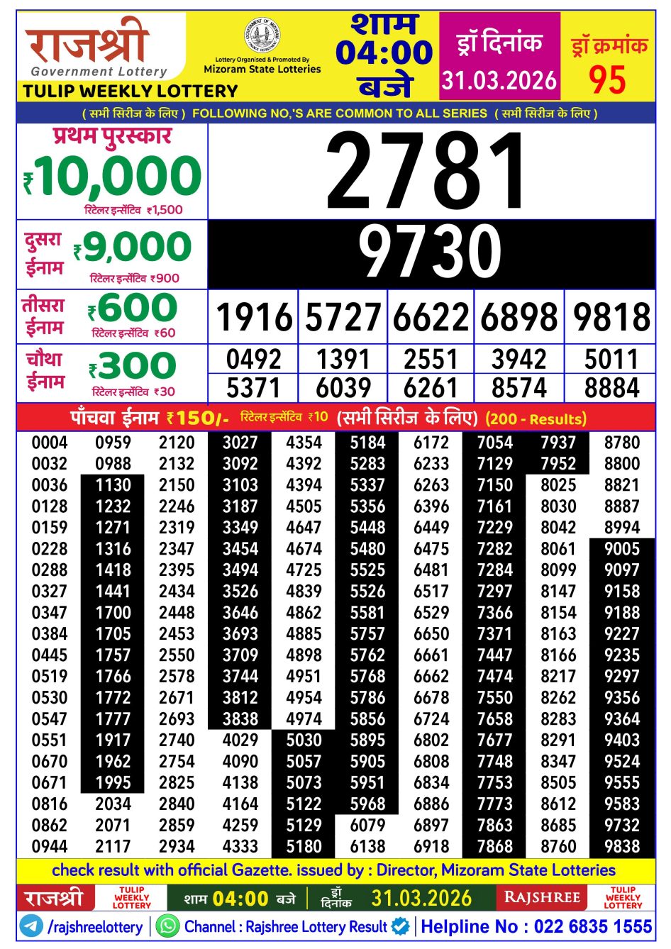 Everest Result Today Dear Lottery Chart