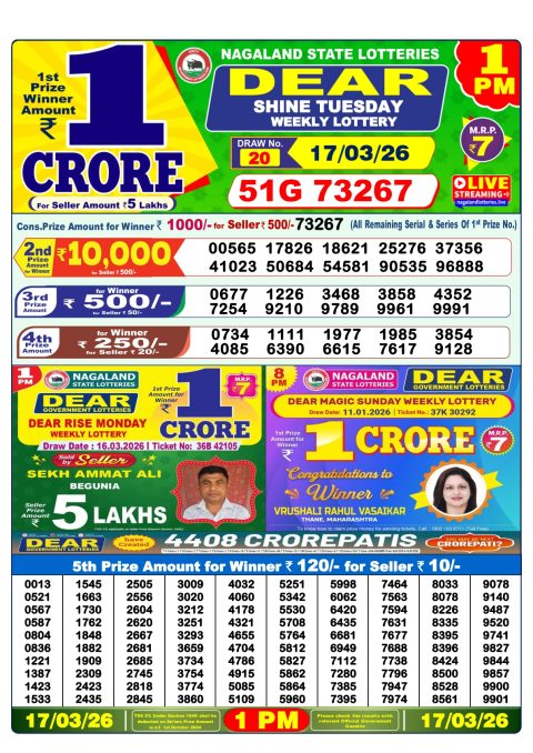 Everest Result Today Dear Lottery Chart