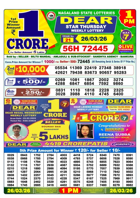 Everest Result Today Dear Lottery Chart