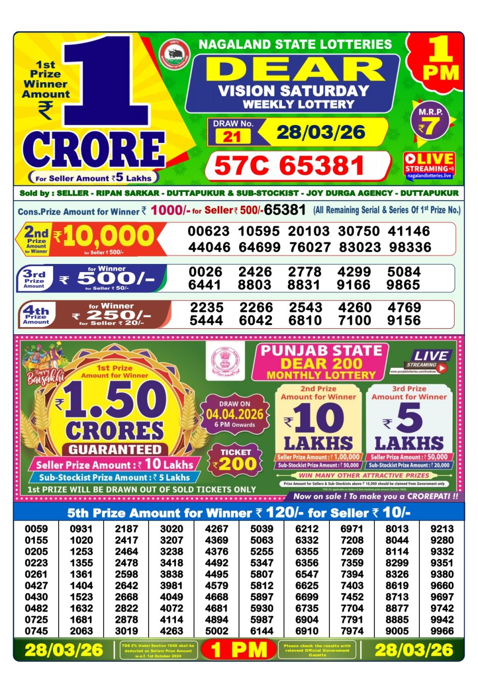 Everest Result Today Dear Lottery Chart