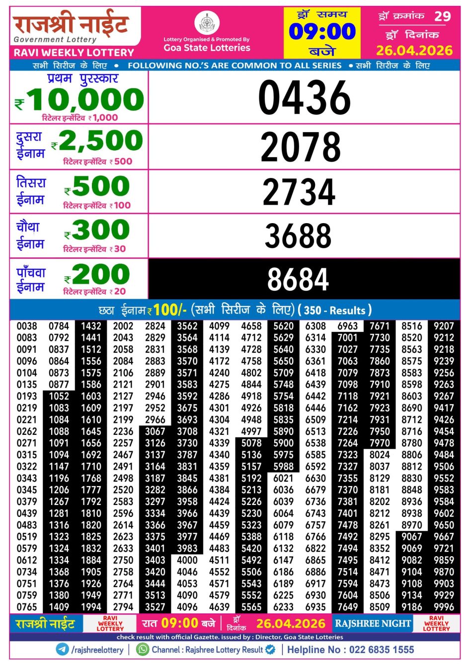 Everest Result Today Dear Lottery Chart
