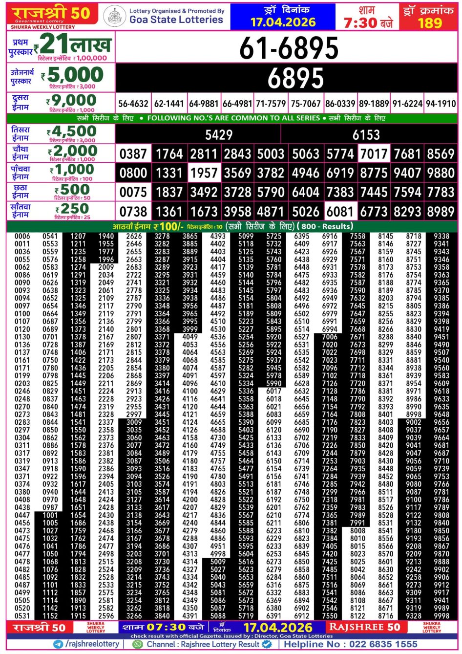 Everest Result Today Dear Lottery Chart