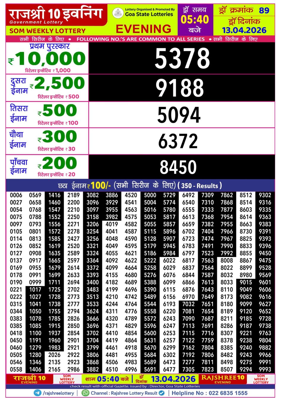 Everest Result Today Dear Lottery Chart