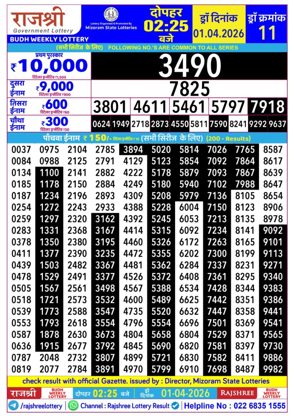 Everest Result Today Dear Lottery Chart