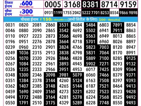 Everest Result Today Dear Lottery Chart