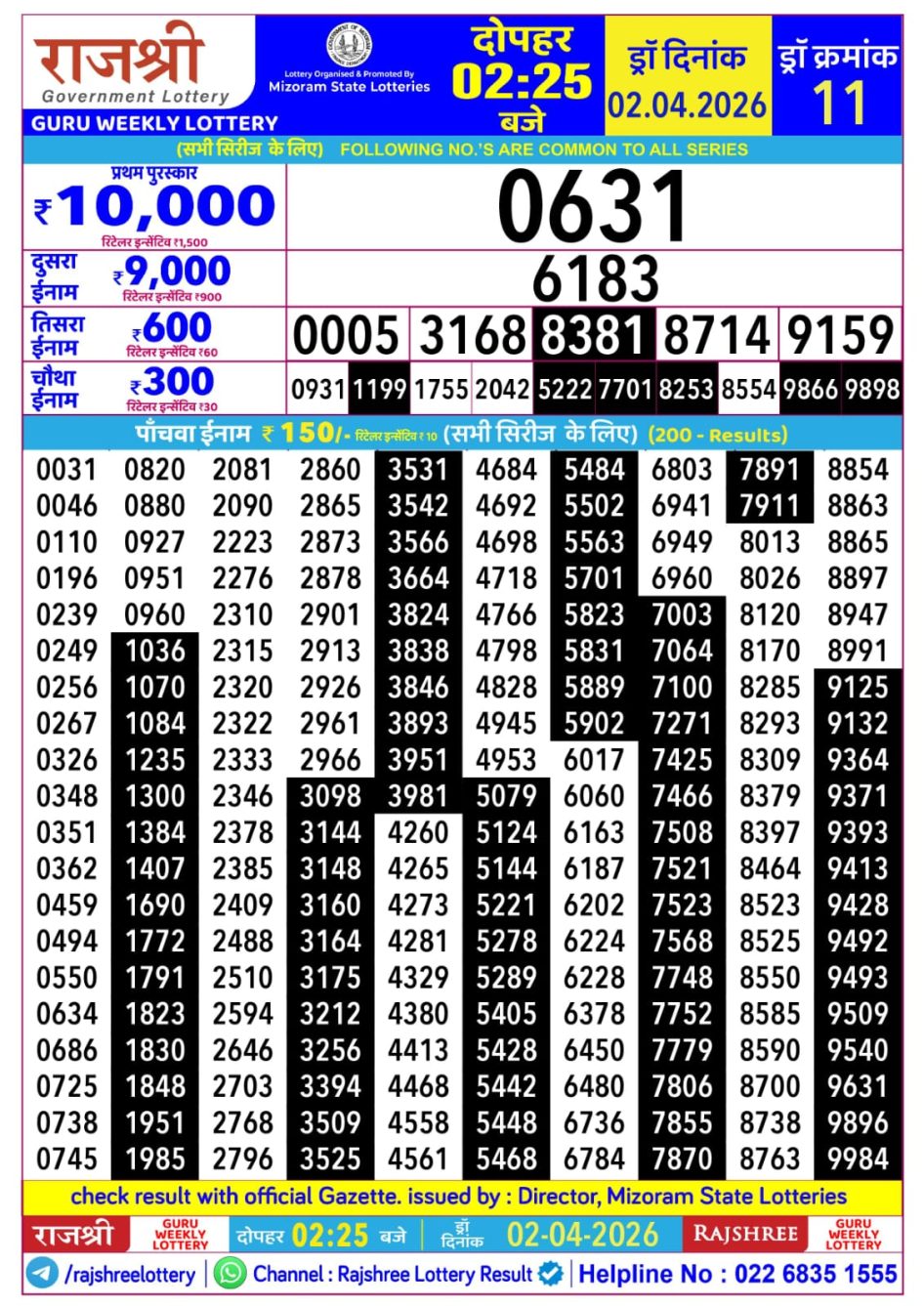 Everest Result Today Dear Lottery Chart