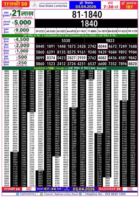 Everest Result Today Dear Lottery Chart
