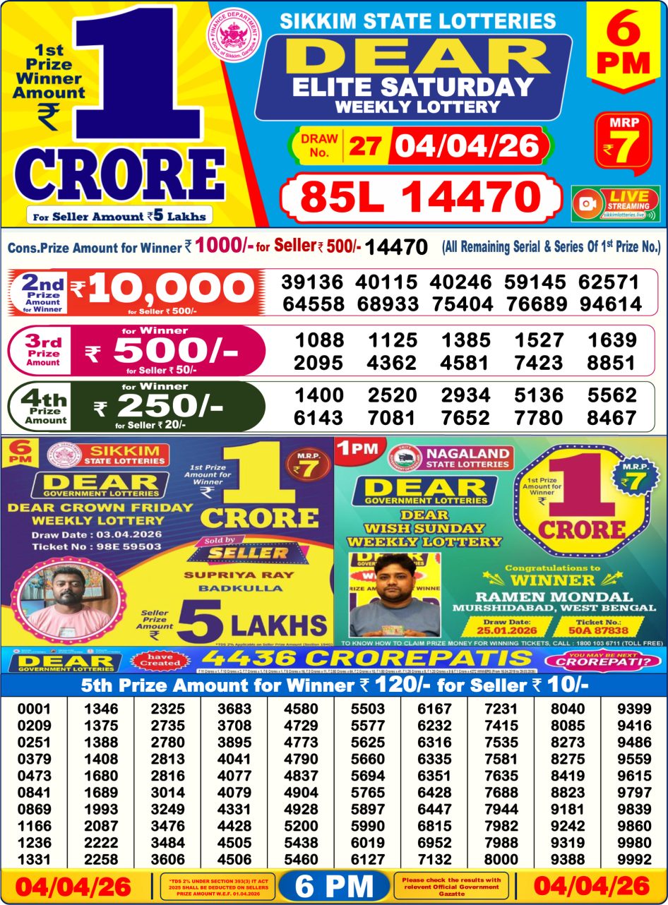 Everest Result Today Dear Lottery Chart