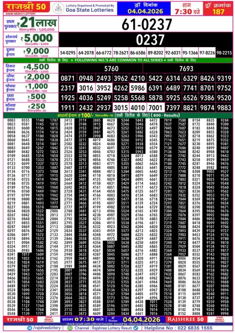 Everest Result Today Dear Lottery Chart