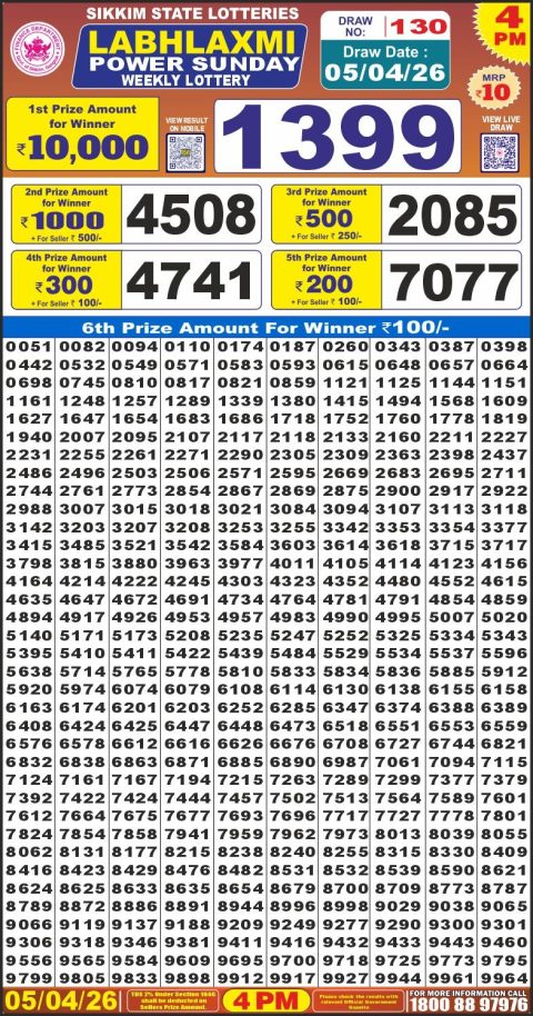 Everest Result Today Dear Lottery Chart
