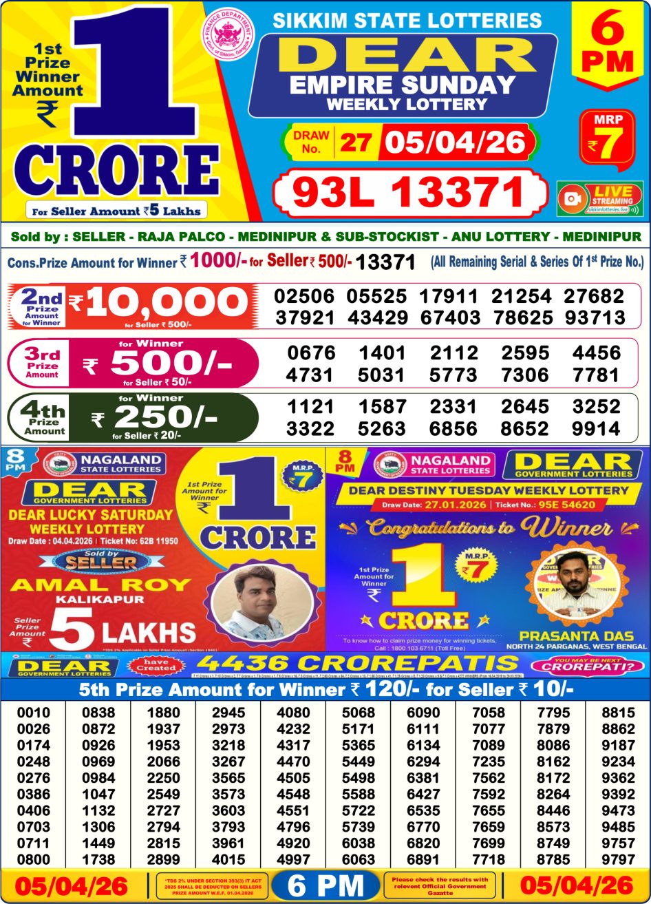 Everest Result Today Dear Lottery Chart