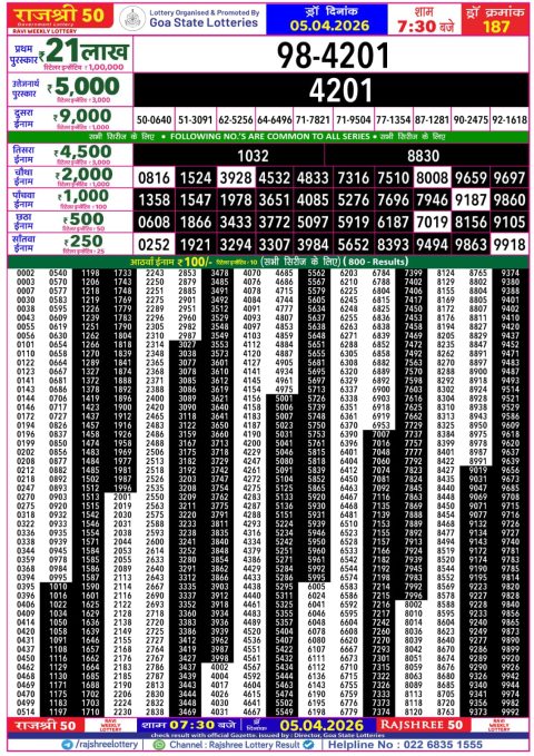 Everest Result Today Dear Lottery Chart