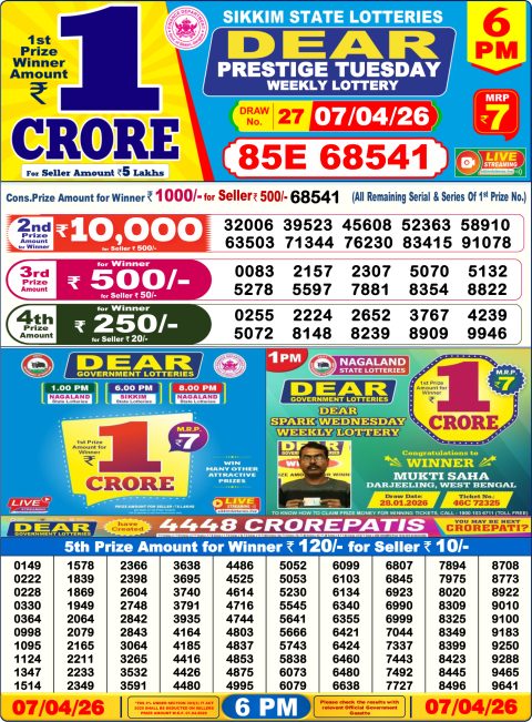 Everest Result Today Dear Lottery Chart