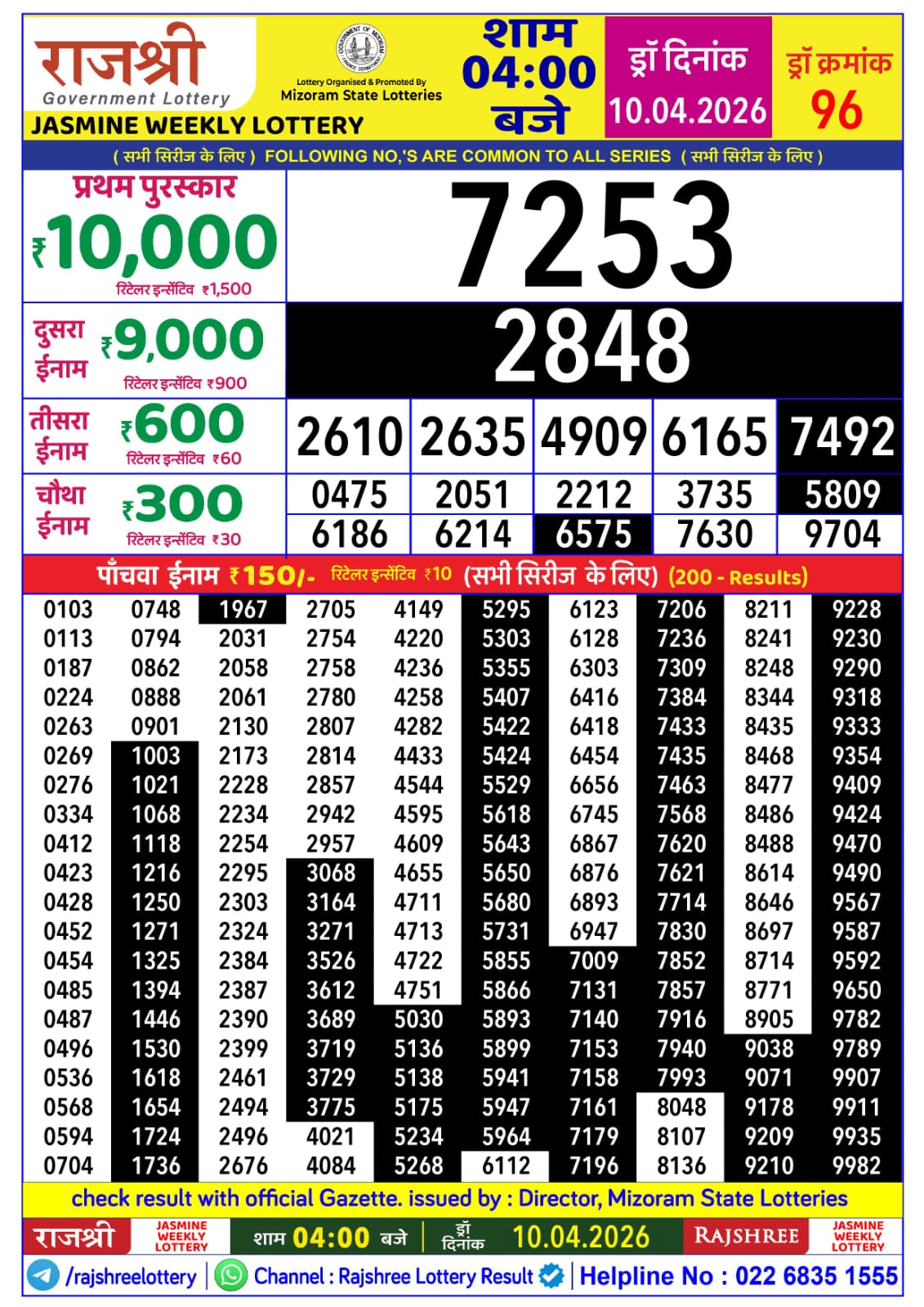 Everest Result Today Dear Lottery Chart