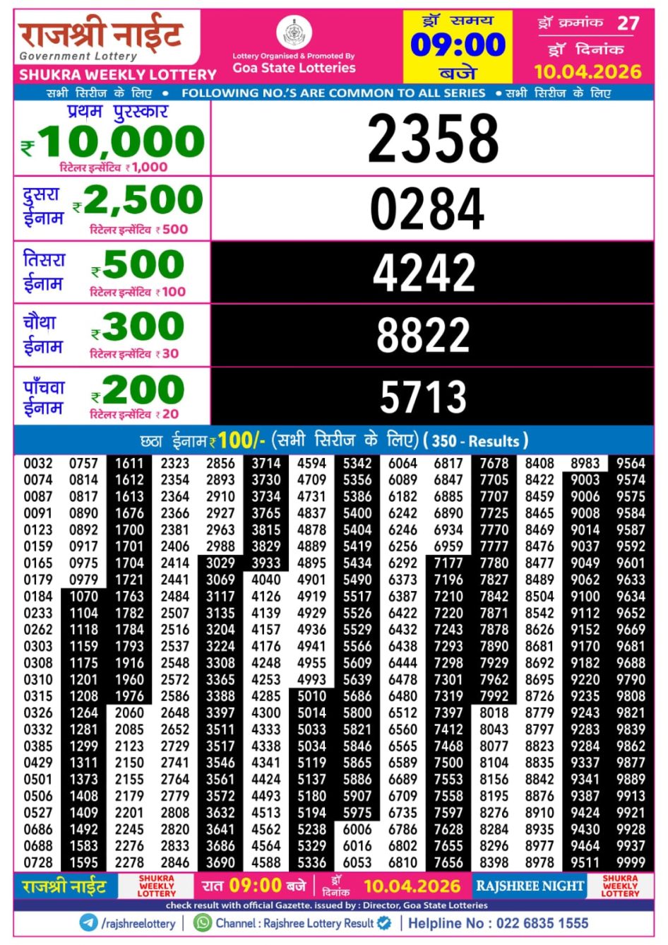 Everest Result Today Dear Lottery Chart