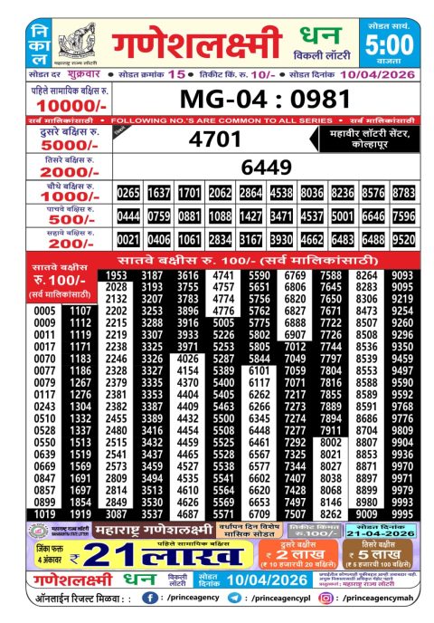 Everest Result Today Dear Lottery Chart