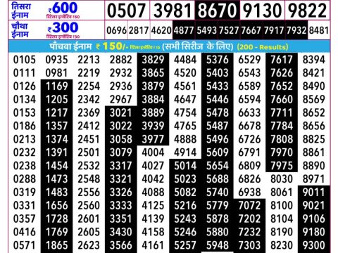 Everest Result Today Dear Lottery Chart