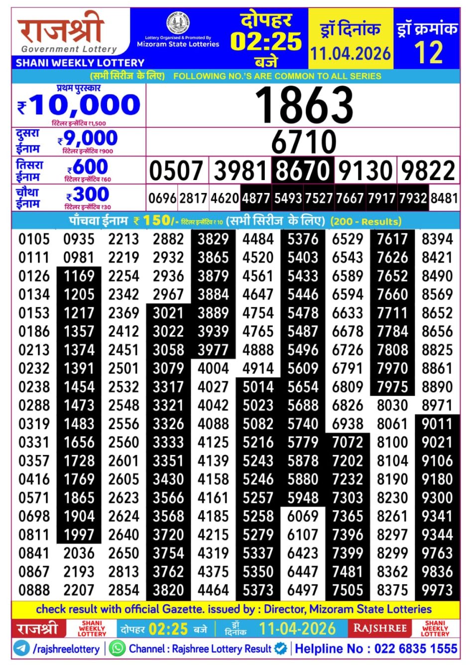 Everest Result Today Dear Lottery Chart