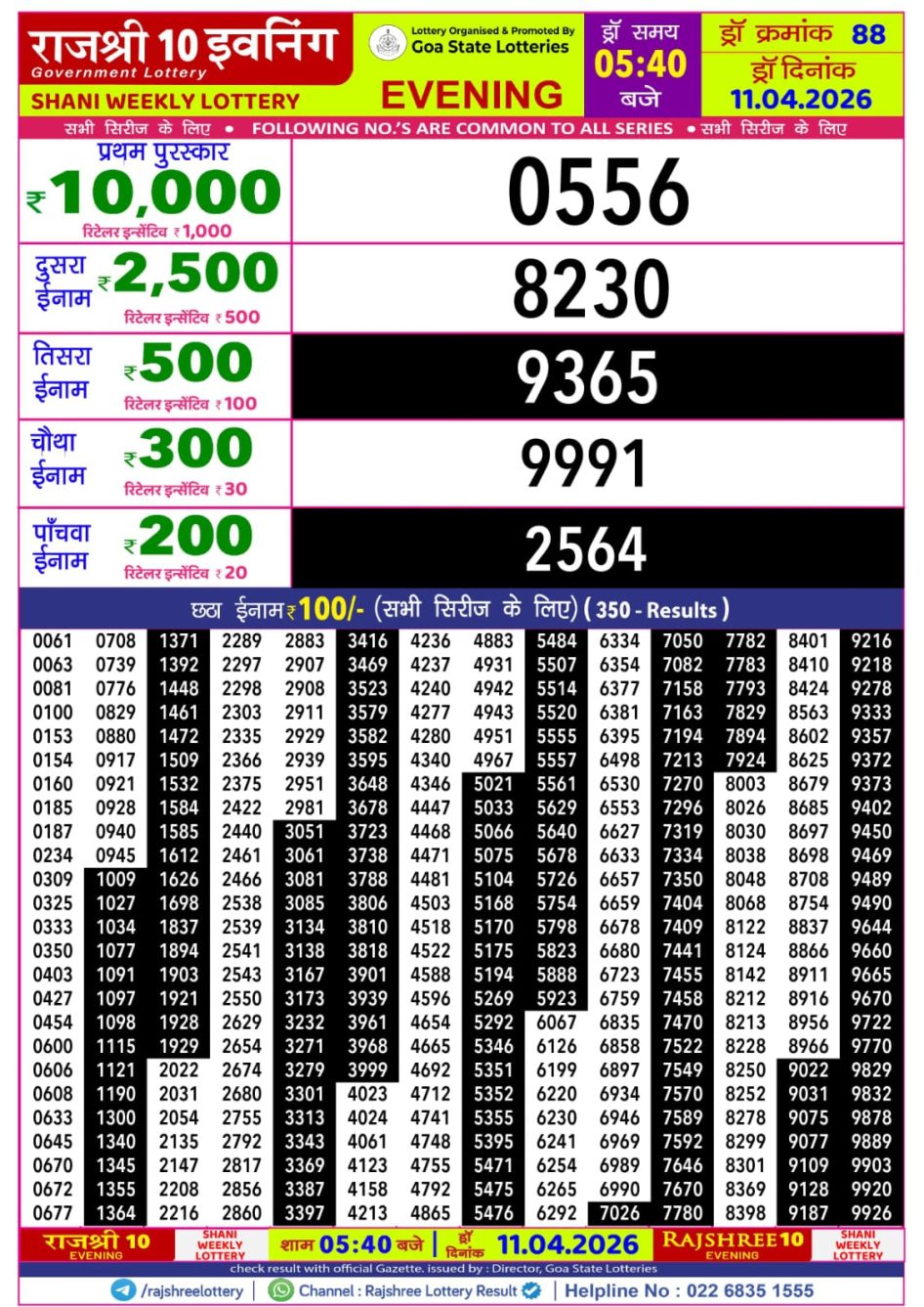Everest Result Today Dear Lottery Chart