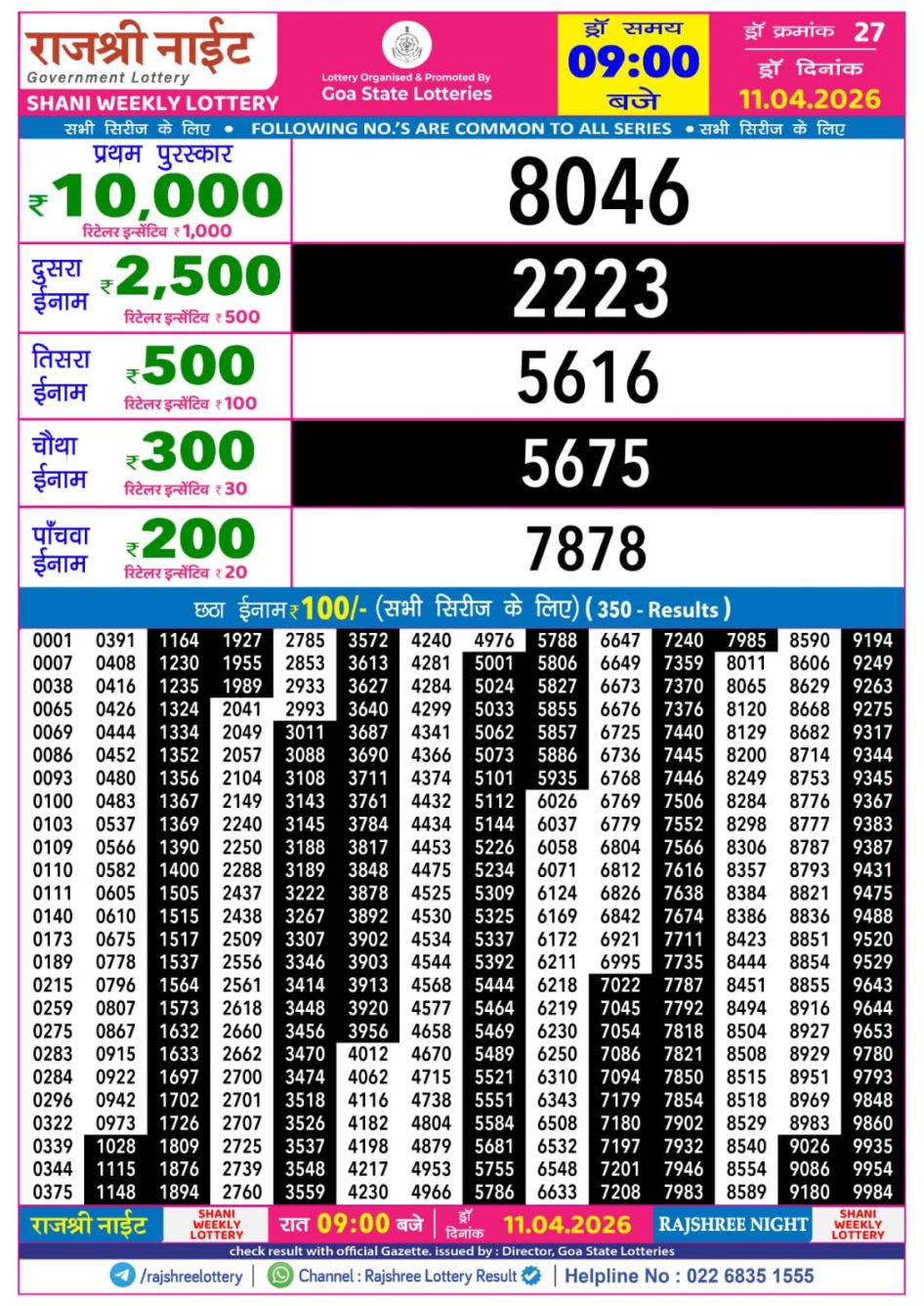 Everest Result Today Dear Lottery Chart