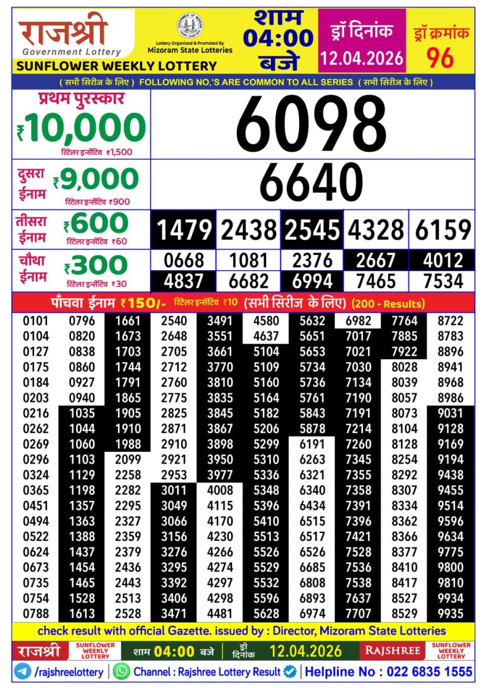Everest Result Today Dear Lottery Chart