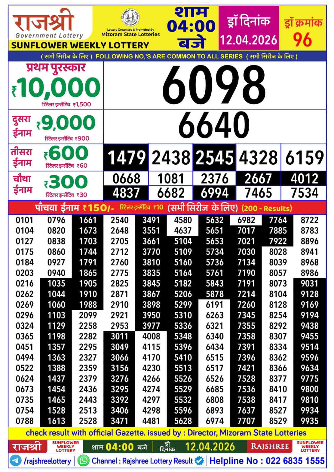 Everest Result Today Dear Lottery Chart