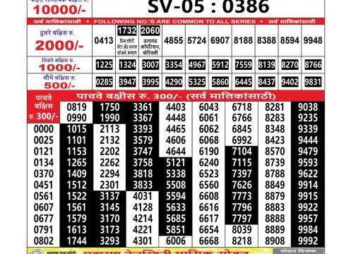 Everest Result Today Dear Lottery Chart