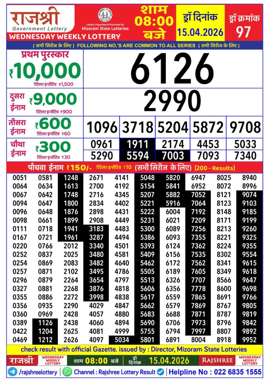 Everest Result Today Dear Lottery Chart