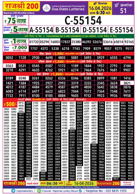 Everest Result Today Dear Lottery Chart
