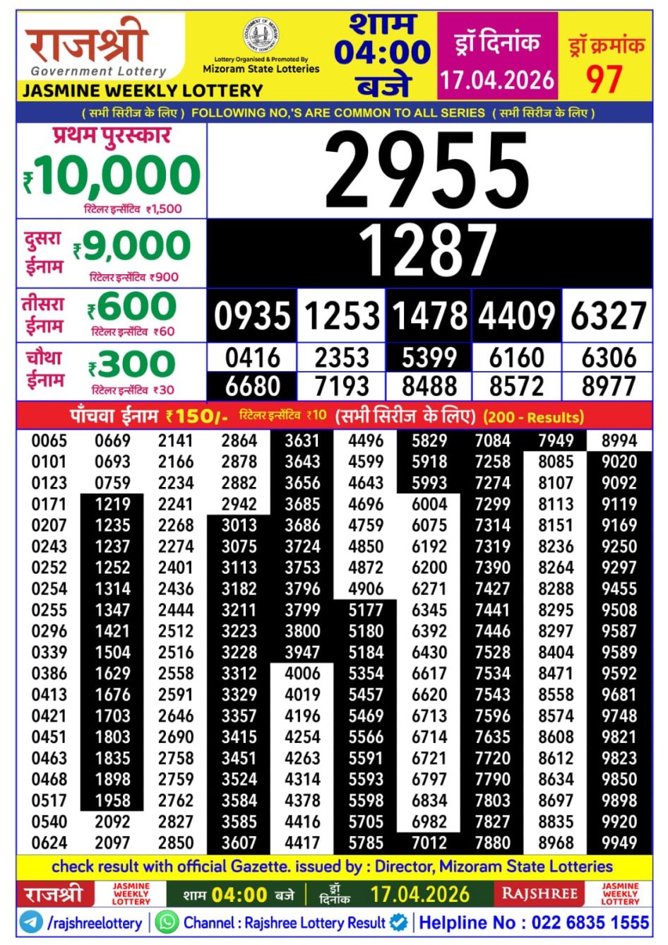 Everest Result Today Dear Lottery Chart