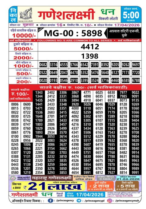 Everest Result Today Dear Lottery Chart