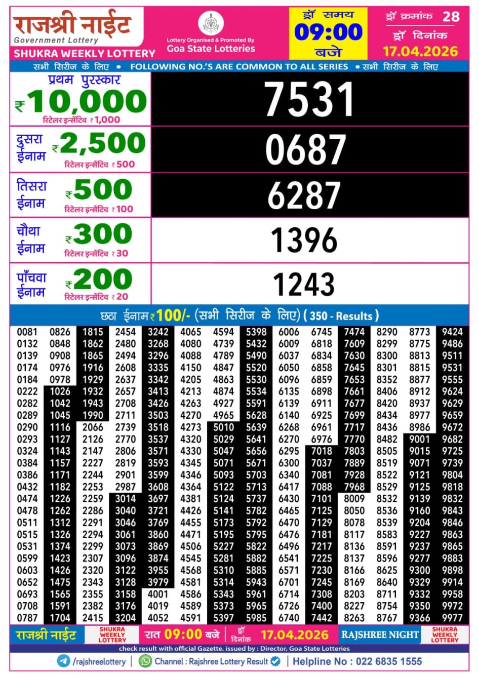 Everest Result Today Dear Lottery Chart