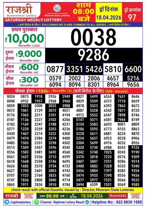 Everest Result Today Dear Lottery Chart