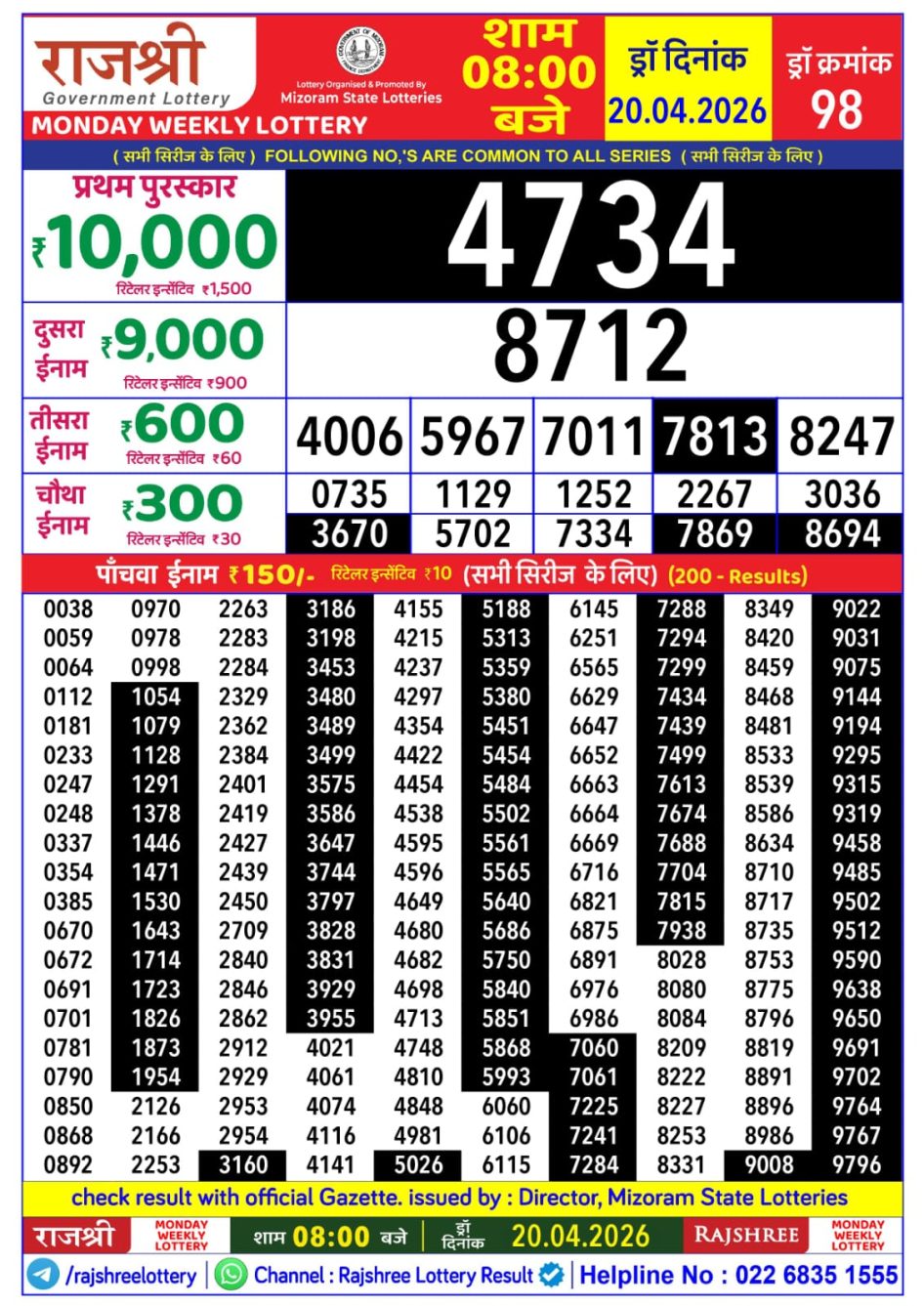 Everest Result Today Dear Lottery Chart
