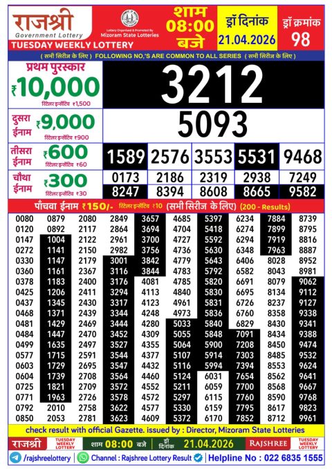 Everest Result Today Dear Lottery Chart