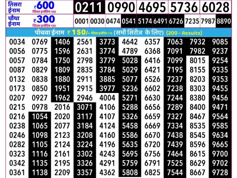 Everest Result Today Dear Lottery Chart
