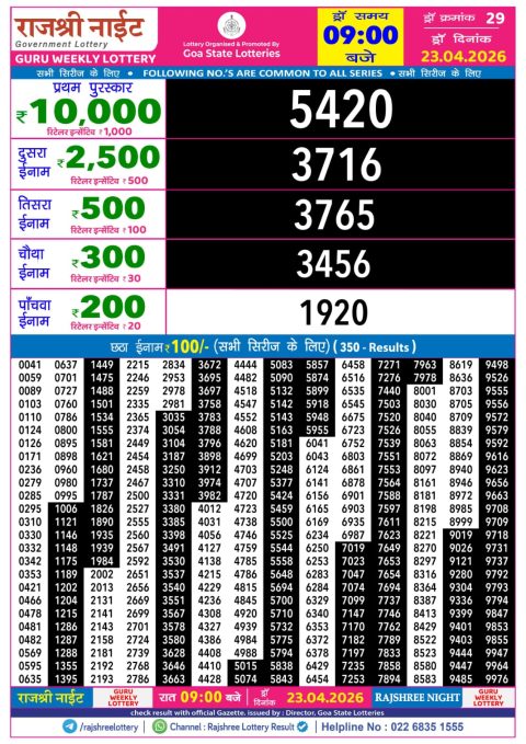Everest Result Today Dear Lottery Chart