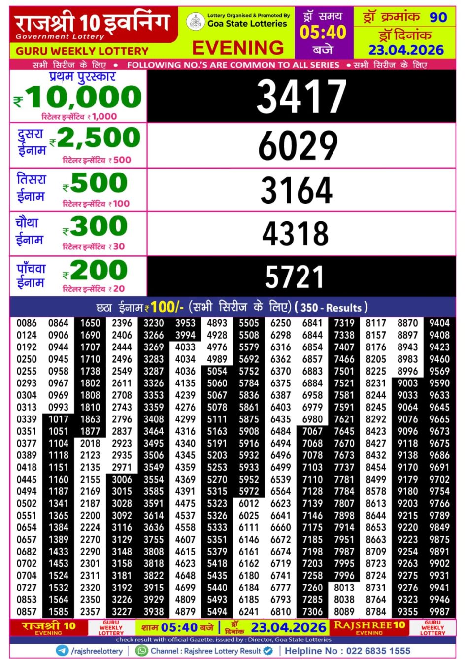 Everest Result Today Dear Lottery Chart